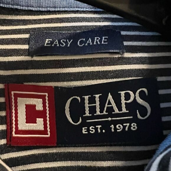 Chaps size L black and white striped button down shirt - Picture 7 of 10